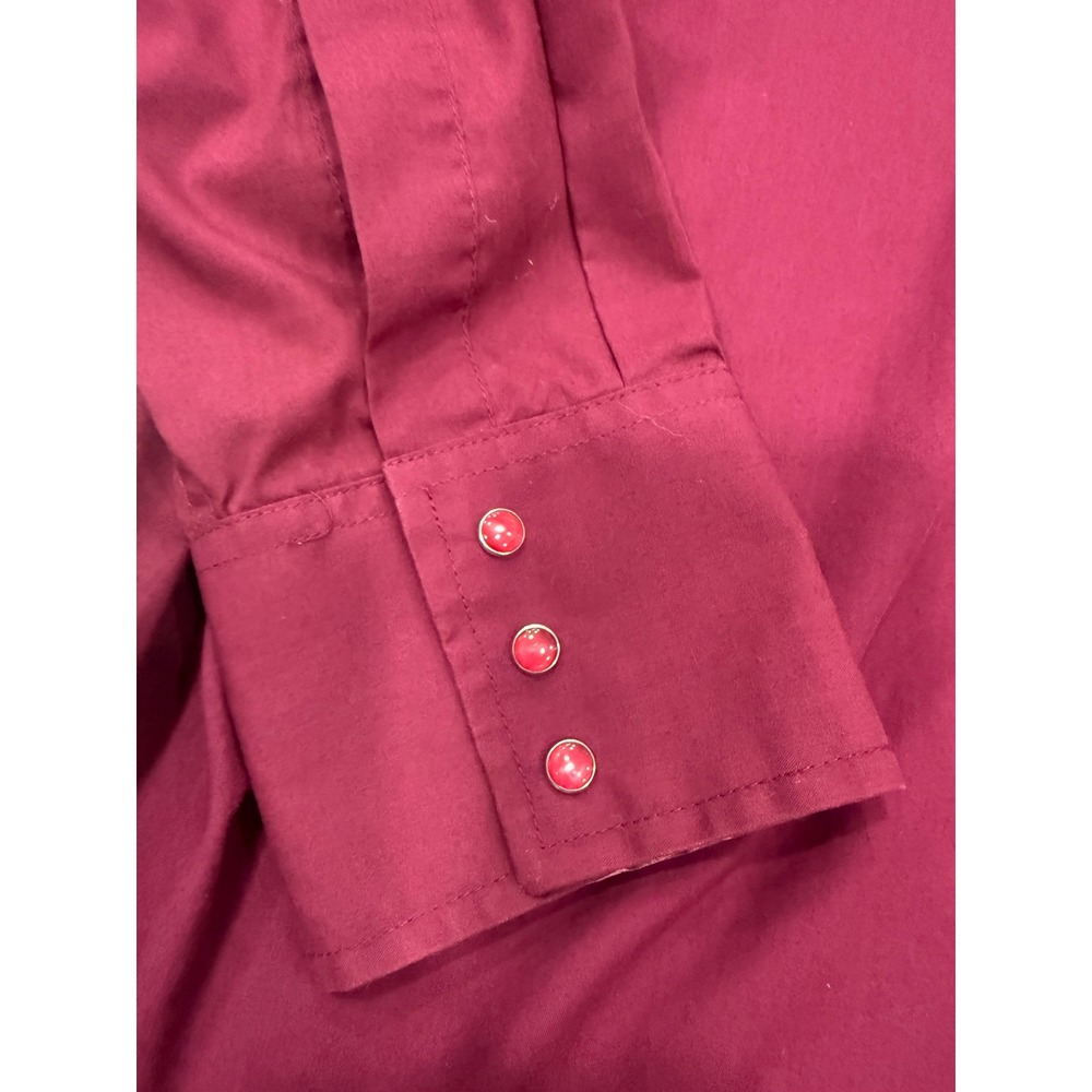Ely Cattleman Mens 2XL Western Snap Shirt Burgundy Black Floral Embroidered - Picture 2 of 8